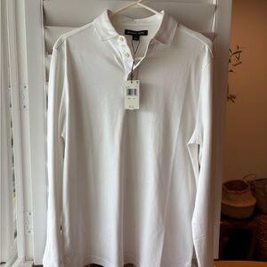 Michael Kors White 100% cotton Men's long sleeve collared Shirt medium